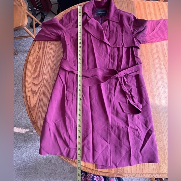 Banana Republic Outlet Plum Wine Waterfall Belted Trench Fall Coat, Size S NWT - Picture 12 of 13